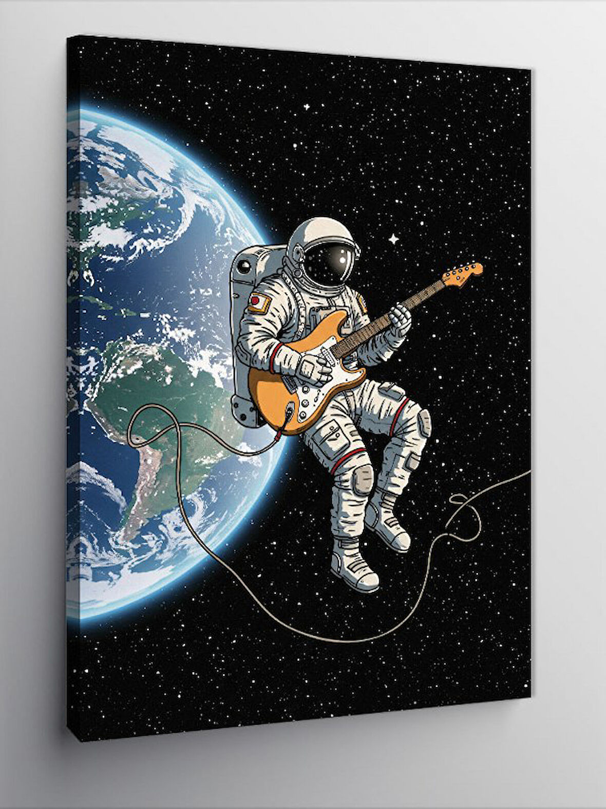 Kanvas Tablo Uzayda Gitar Çalan Astronot