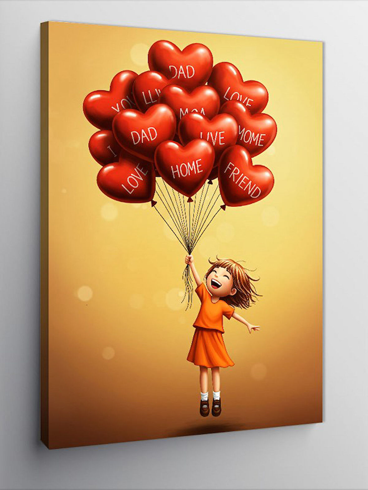 Kanvas Tablo Balonlarla Uçan Çocuk
