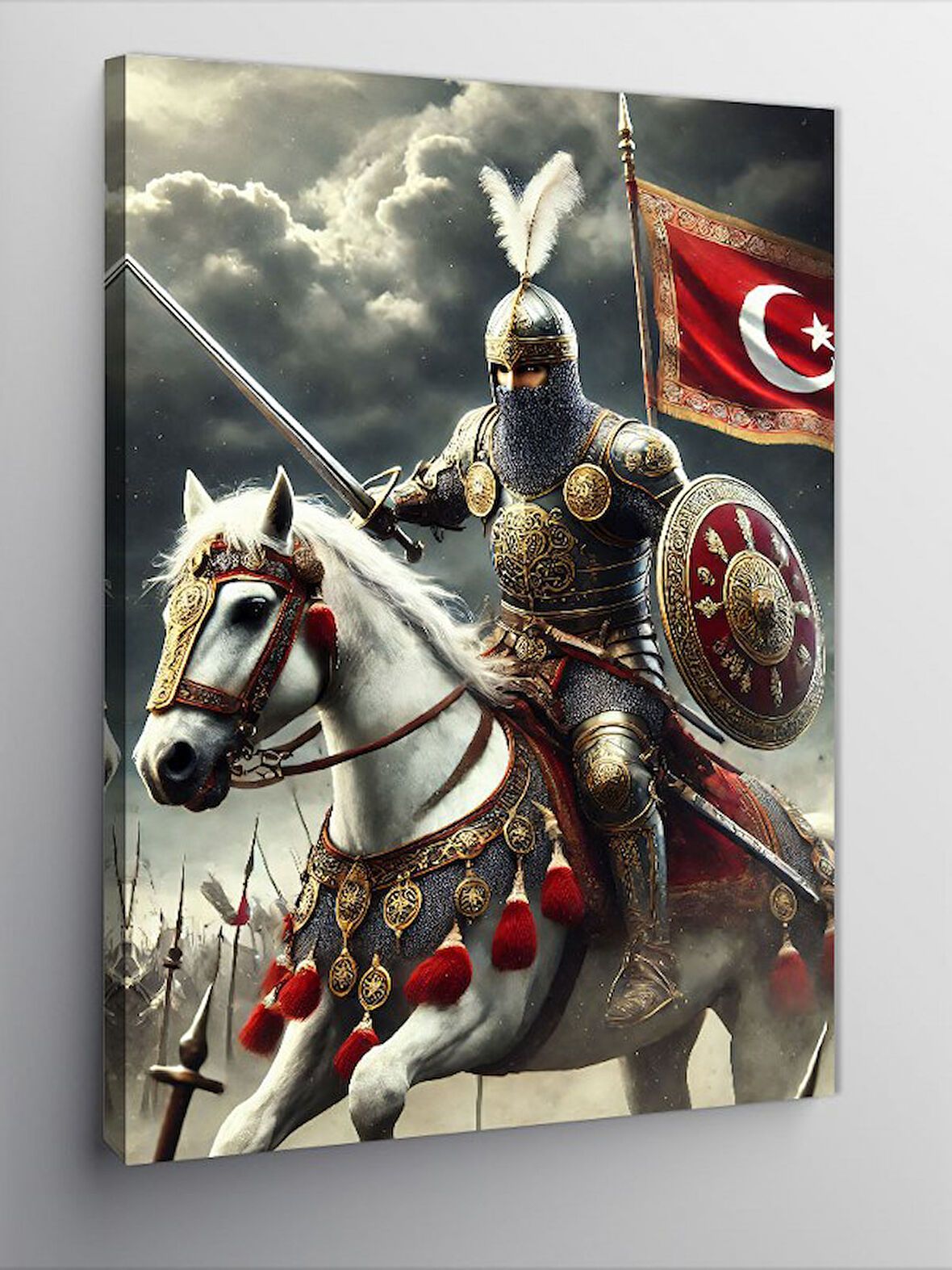Kanvas Tablo Türk Bayrağı ve Şövalye