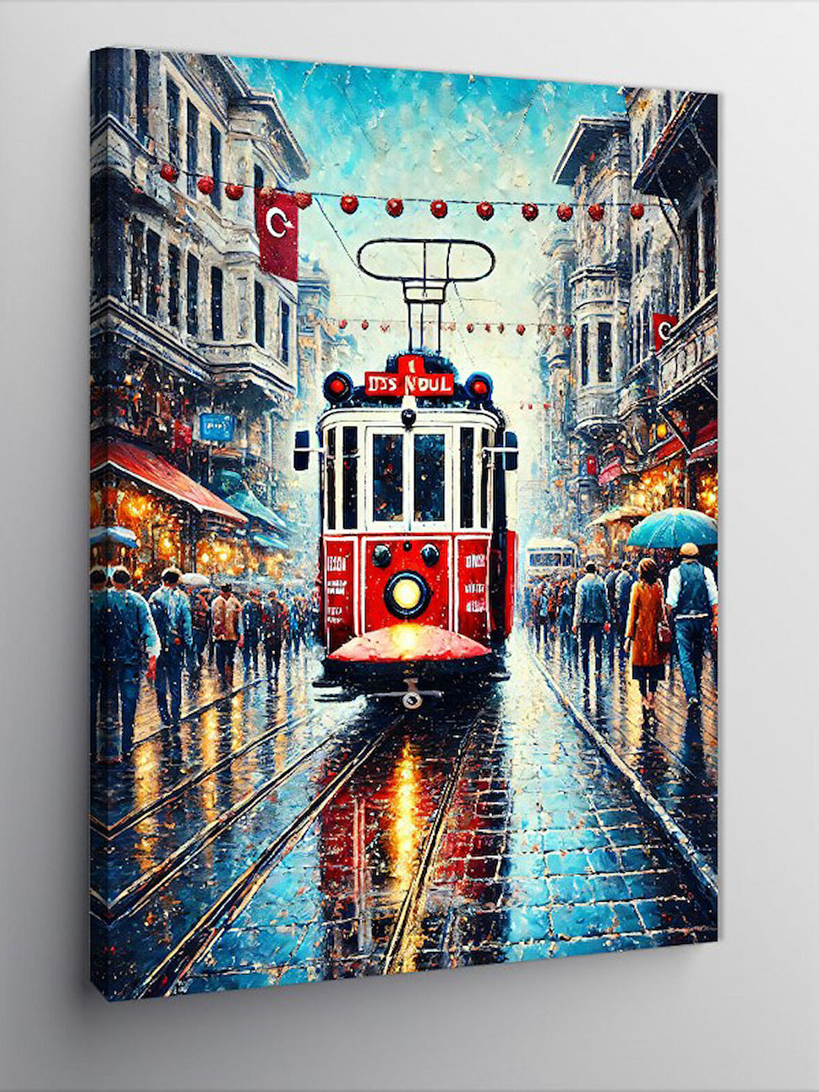 Kanvas Tablo Yağmurda Tramvay Yolu
