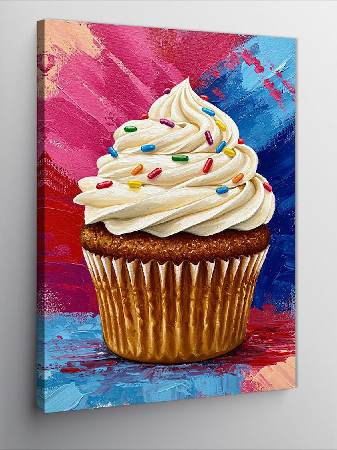 Kanvas Tablo Renkli Cupcake Çizimi
