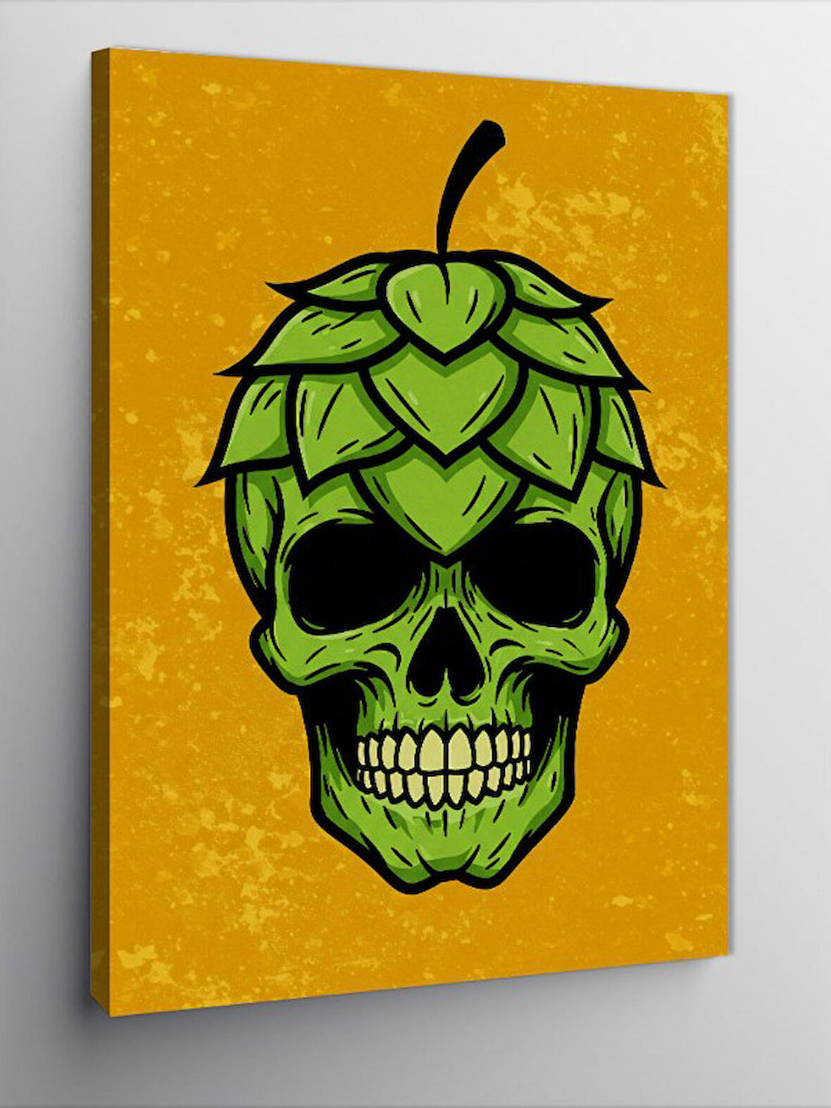 Kanvas Tablo Yeşil Kafatası ve Yaprak