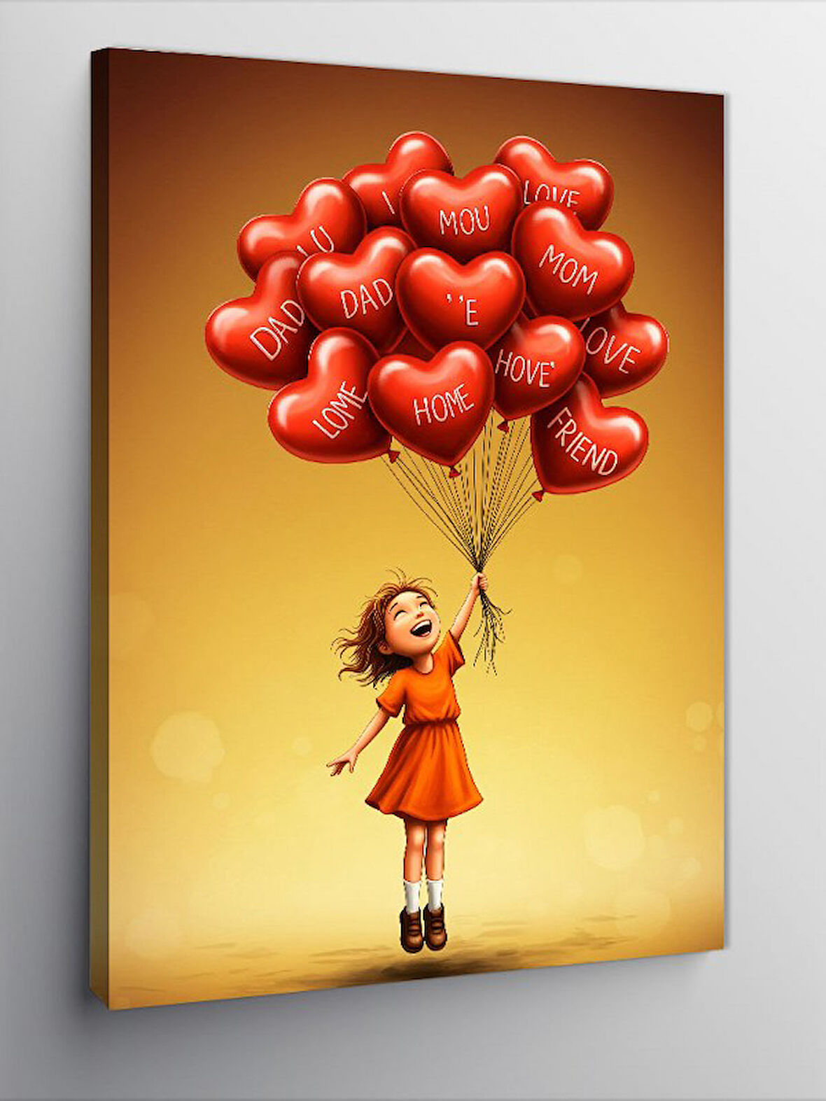 Kanvas Tablo Balonlarla Uçan Kız