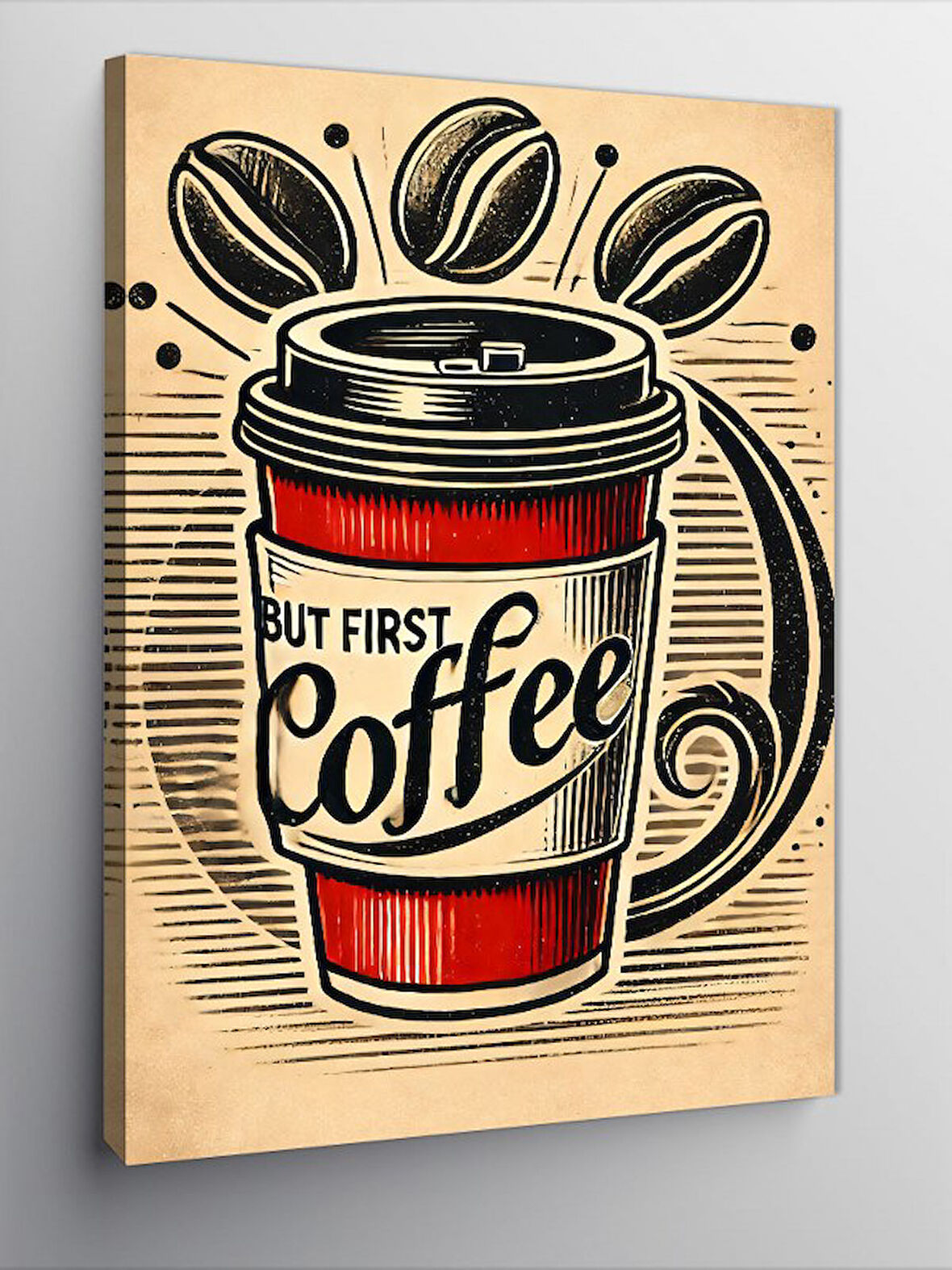 Kanvas Tablo But First Coffee Afişi