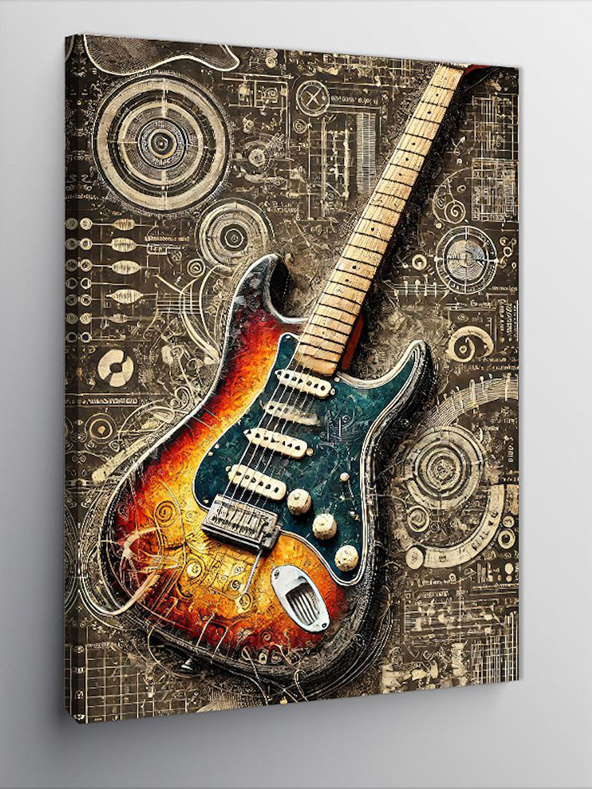 Kanvas Tablo Renkli Elektro Gitar