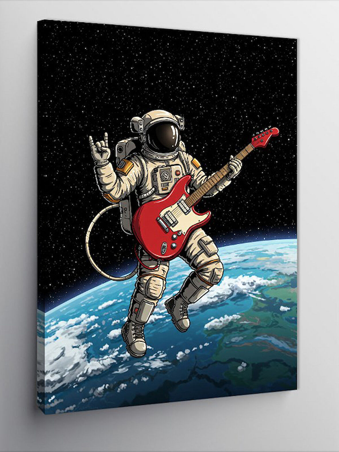Kanvas Tablo Uzayda Kırmızı Gitar