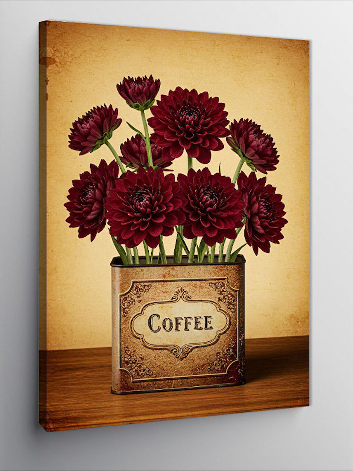 Kanvas Tablo Kırmızı Vazoda Çiçekler