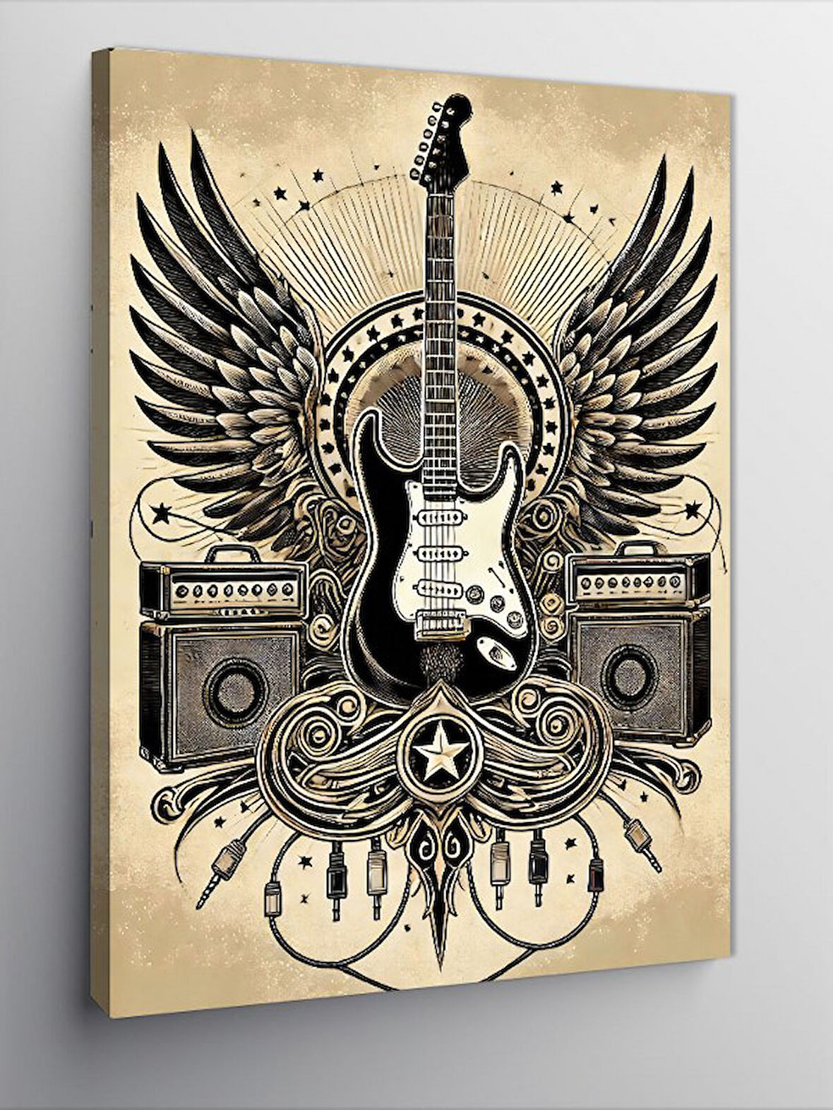Kanvas Tablo Kanatlı Elektro Gitar