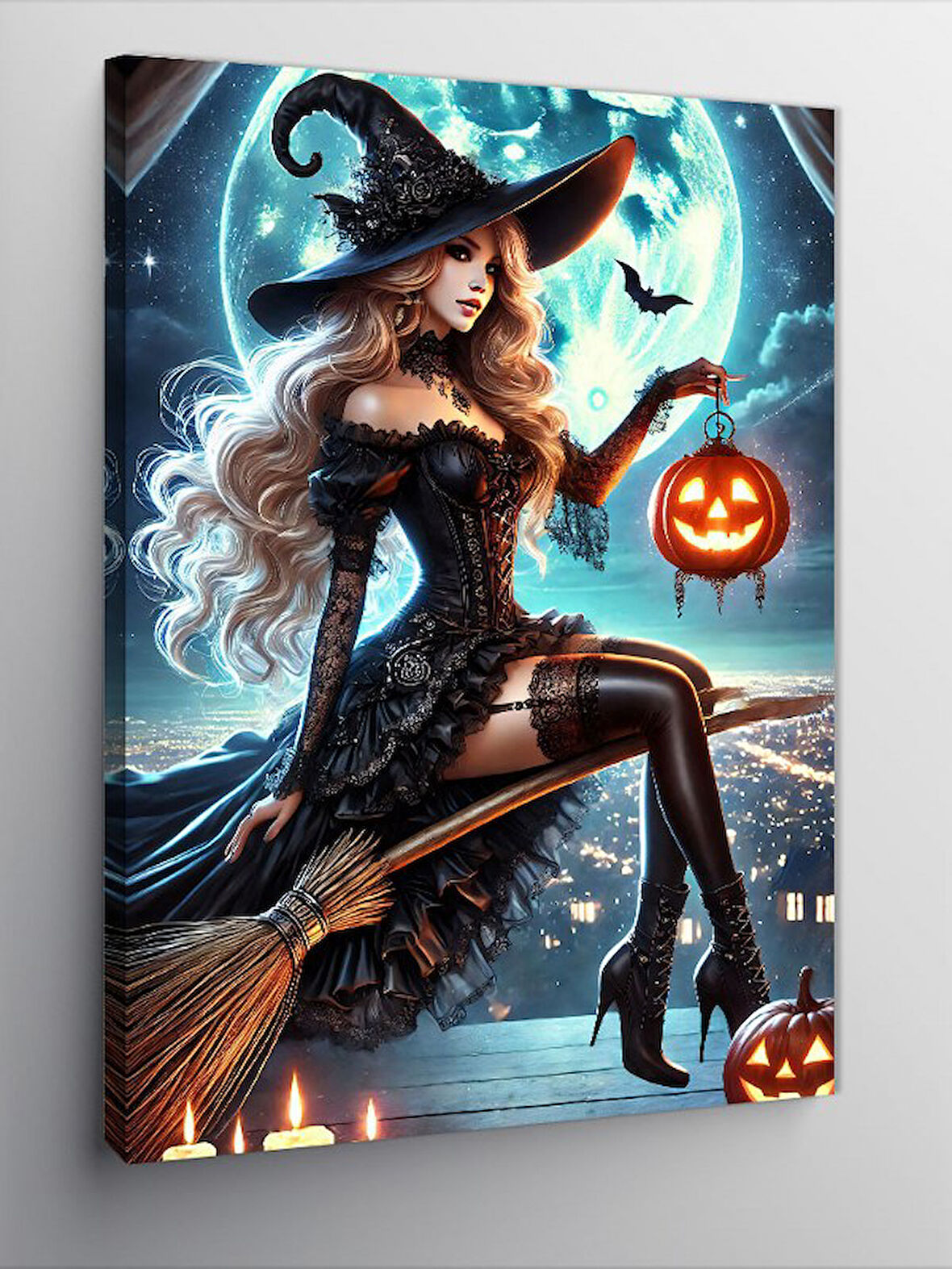 Kanvas Tablo Balkabağı ve Cadı Kadın