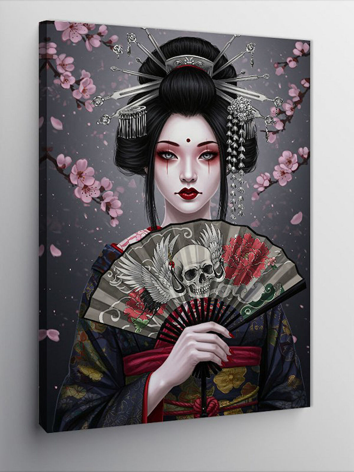 Kanvas Tablo Japon Kadın ve Yelpaze