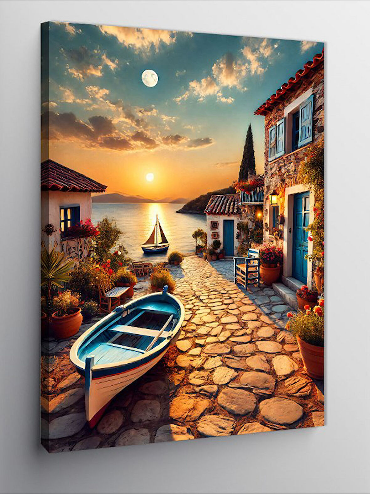 Kanvas Tablo Akşamüstü Kıyı Kasabası