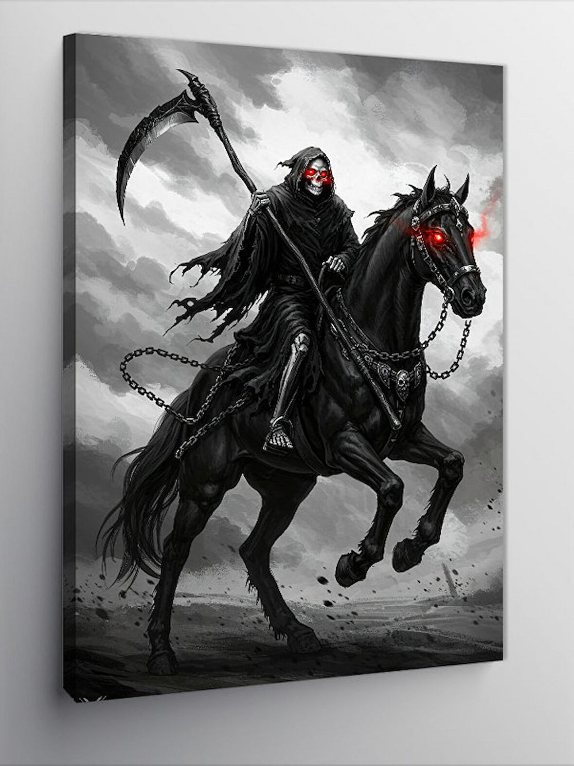 Kanvas Tablo Kara Şövalye ve At