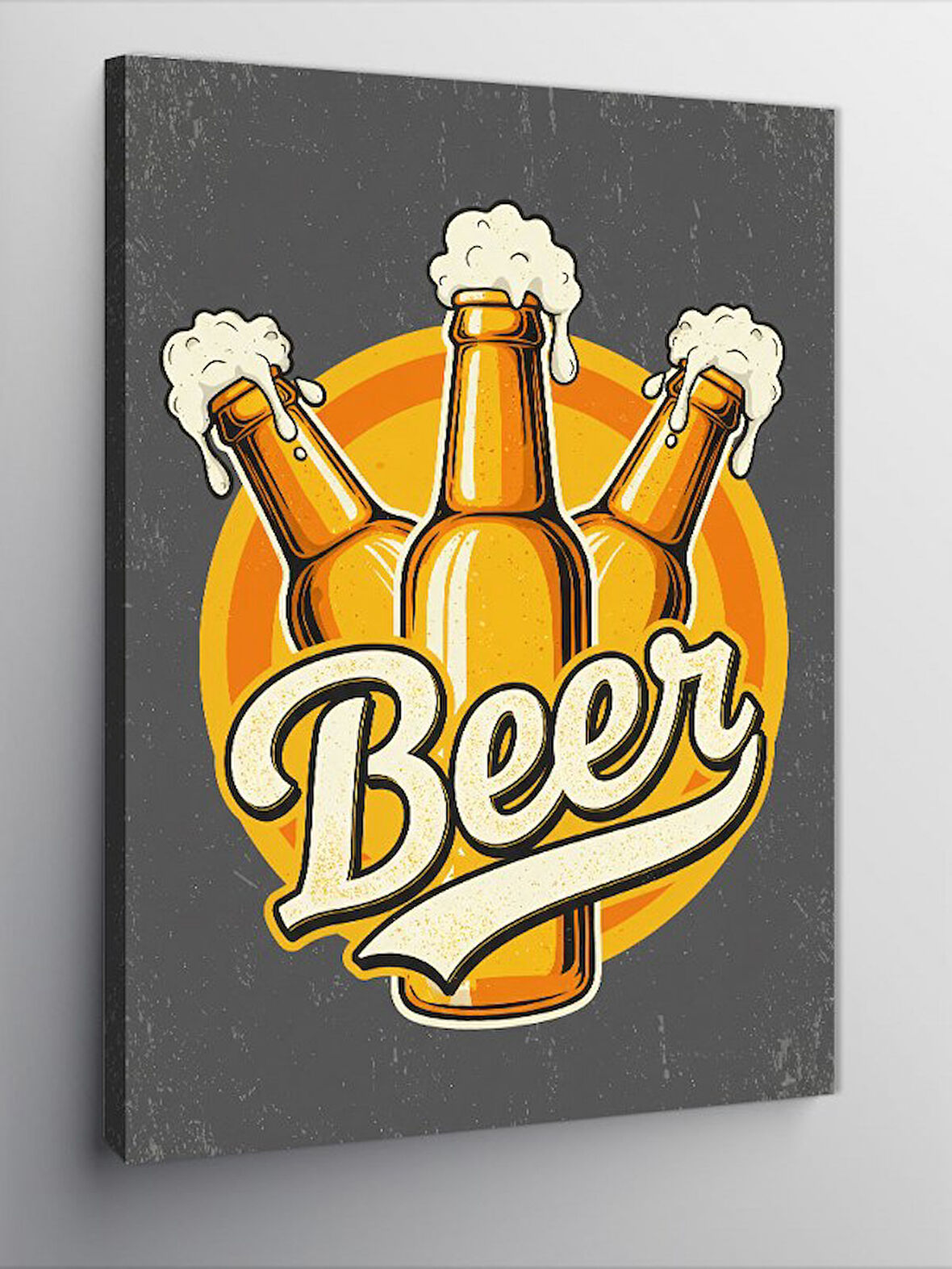 Kanvas Tablo "Beer" Yazılı Şişeler