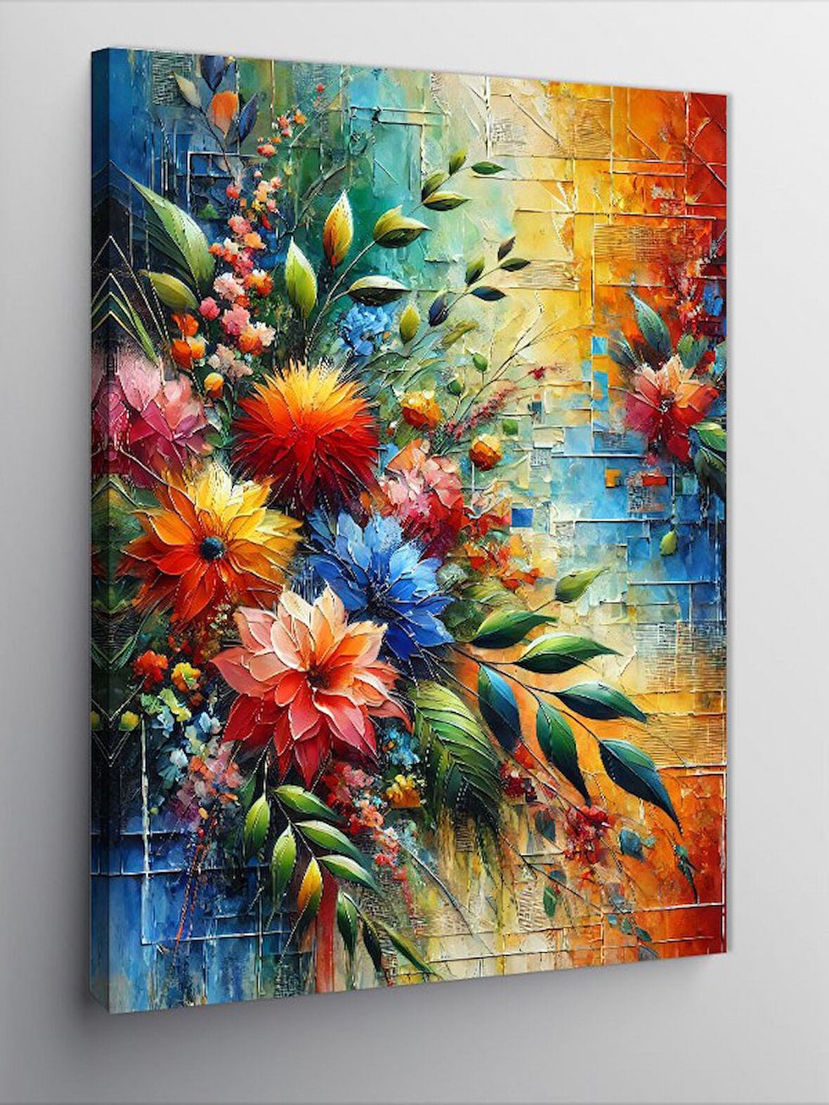 Kanvas Tablo Renkli Çiçek Buketi