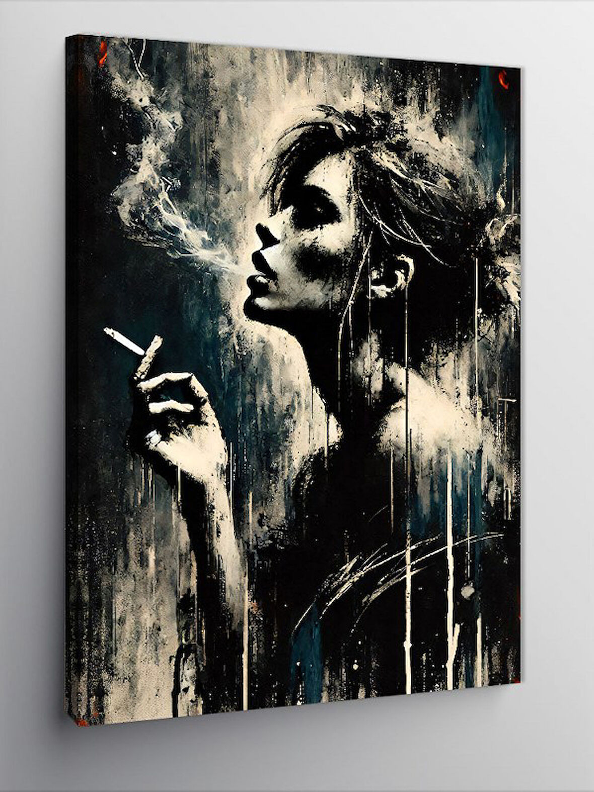 Kanvas Tablo Sigara İçen Kadın Silüeti