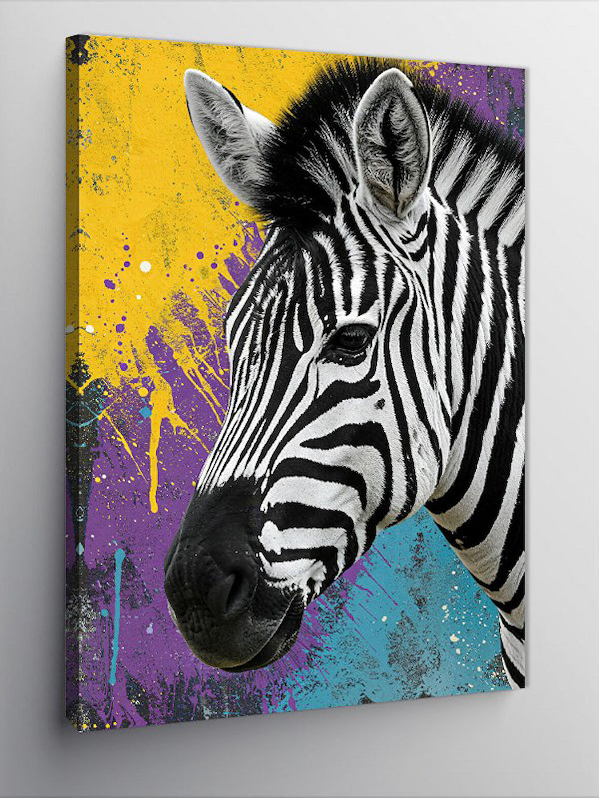 Kanvas Tablo Renkli Zebra