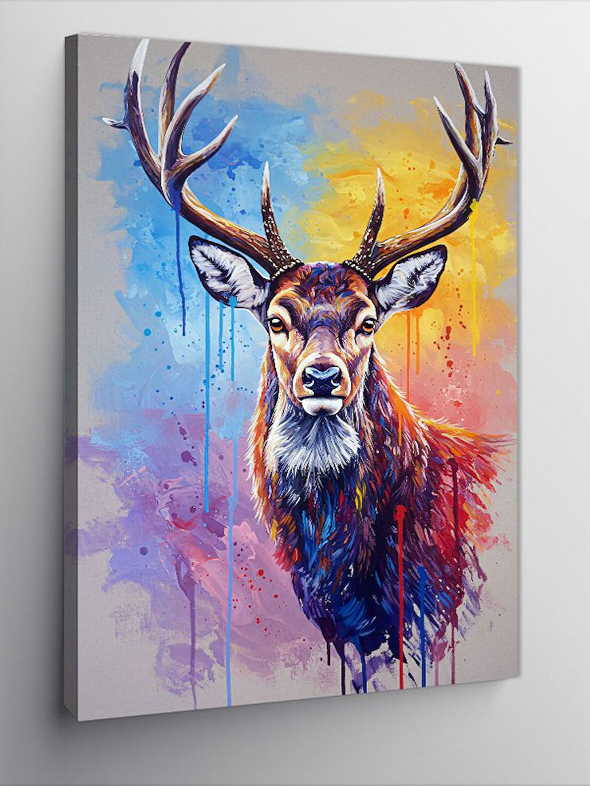 Kanvas Tablo Renkli Geyik ve Boynuz