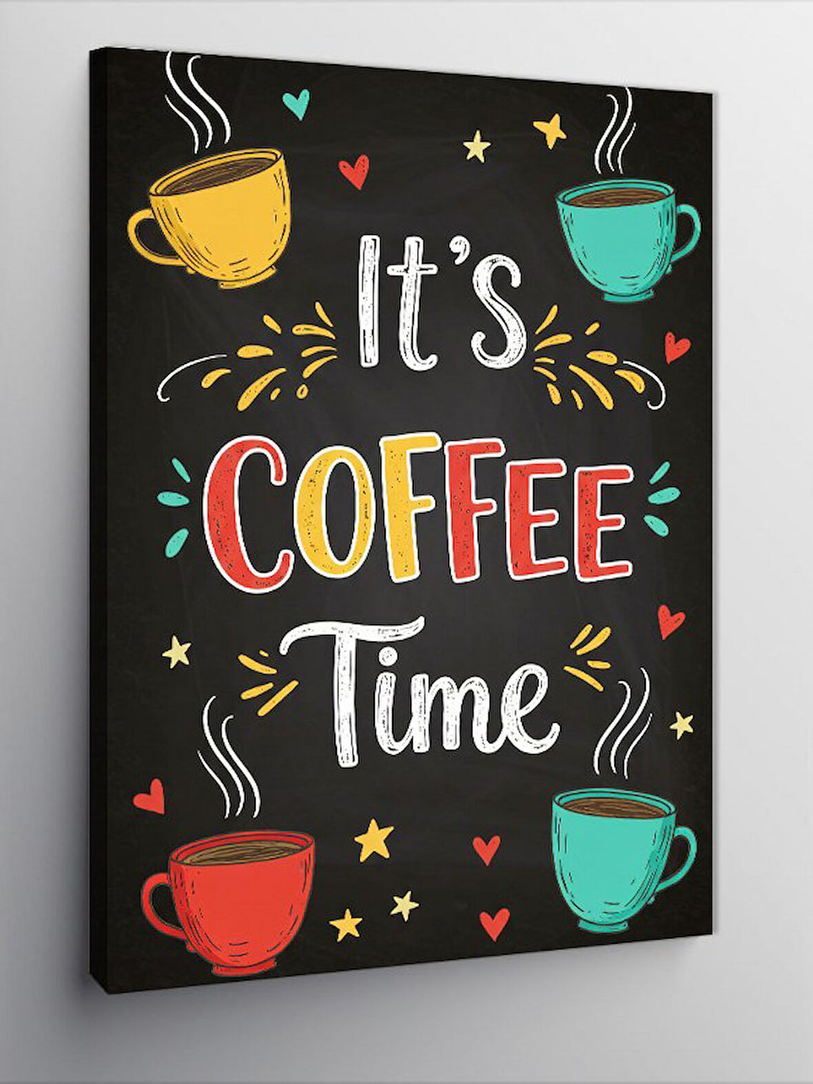 Kanvas Tablo It’s Coffee Time ve Renkli Fincanlar