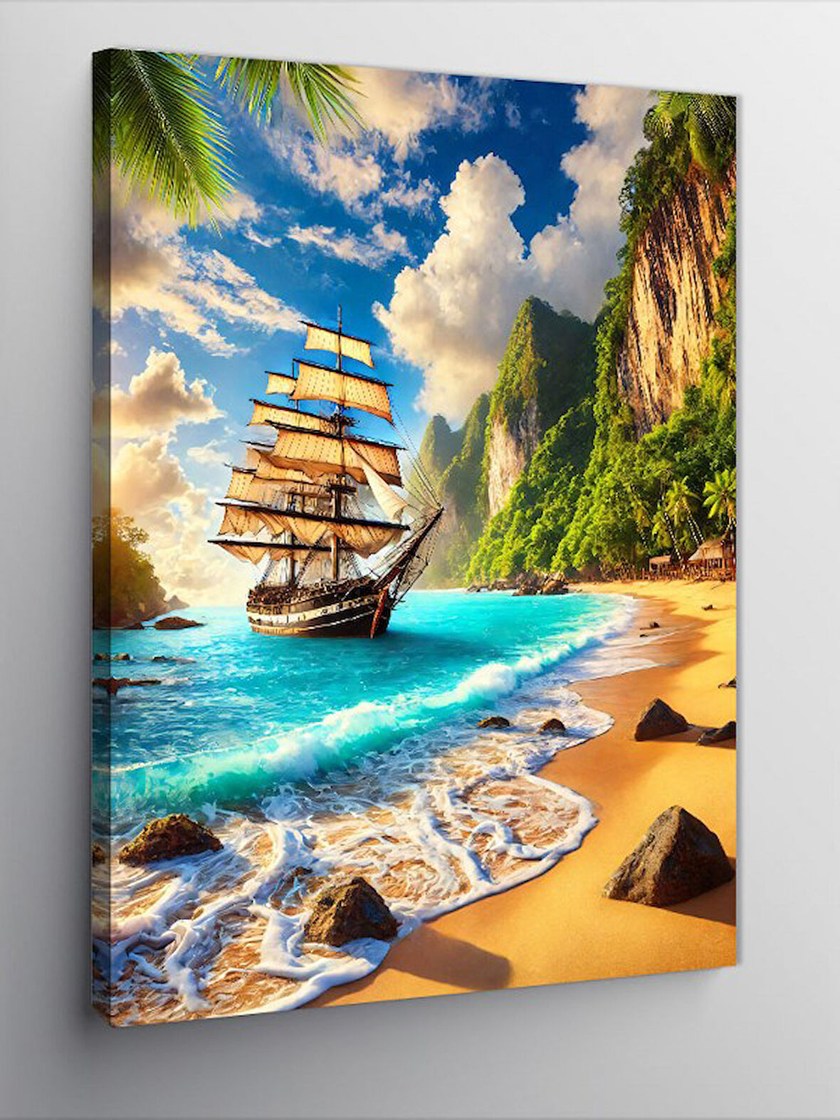 Kanvas Tablo Yelkenli ve Egzotik Plaj