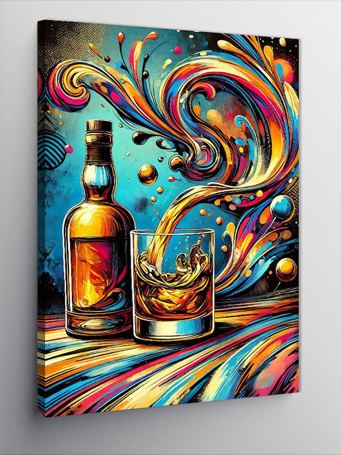 Kanvas Tablo Viski ve Soyut Dalgalanmalar