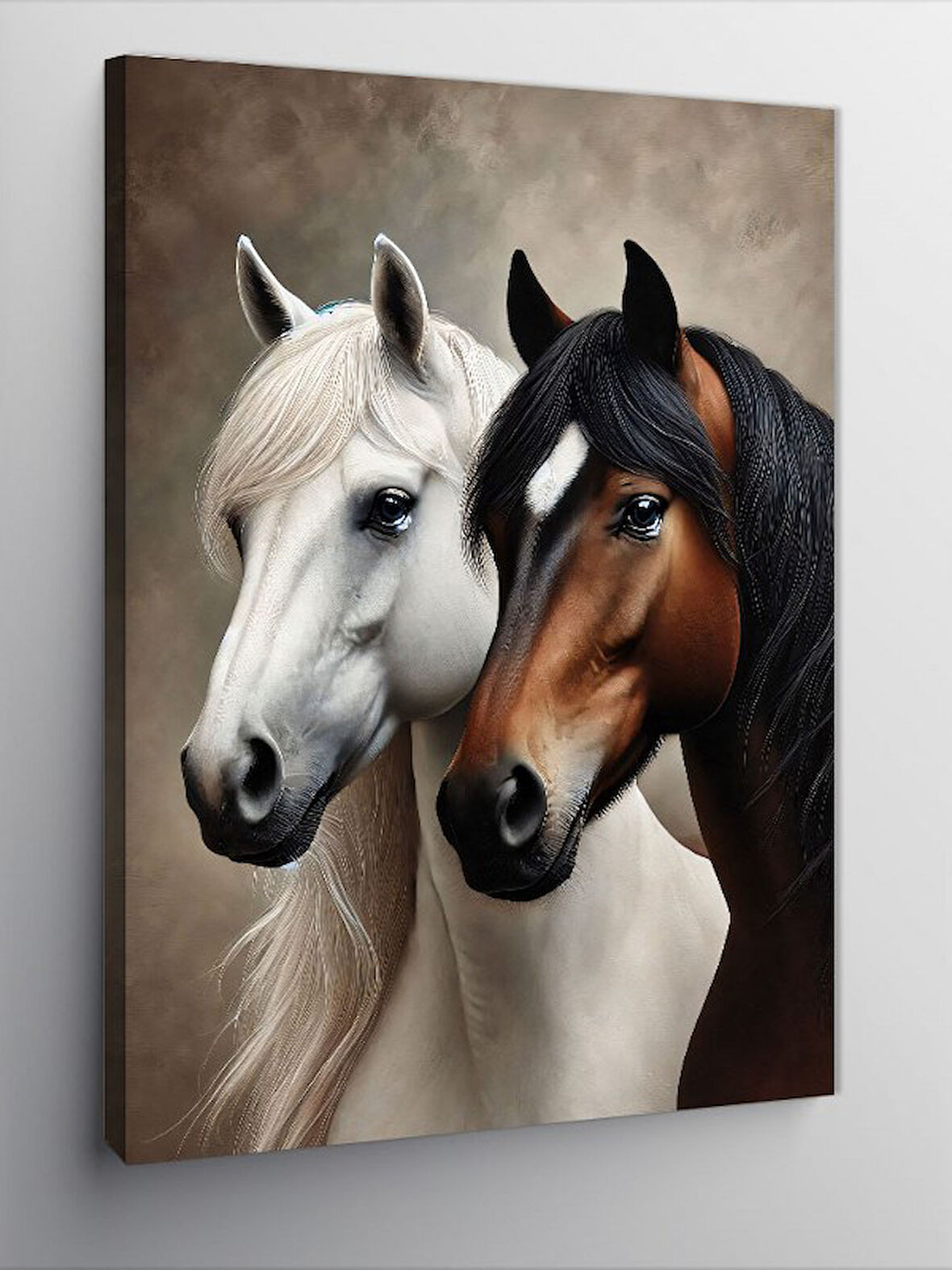 Kanvas Tablo İki Atın Zarif Portresi