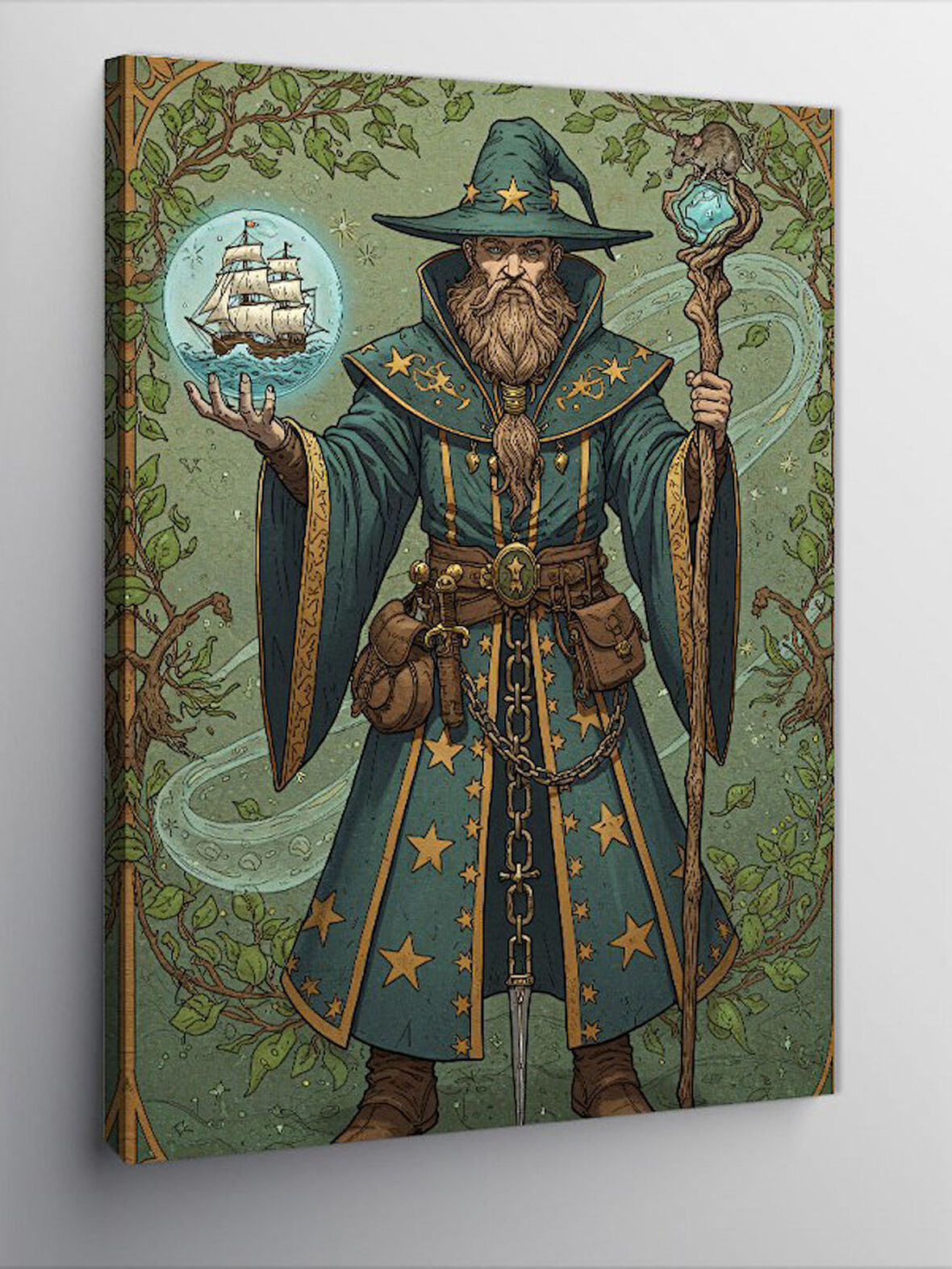 Kanvas Tablo Büyücü ve Kozmik Semboller