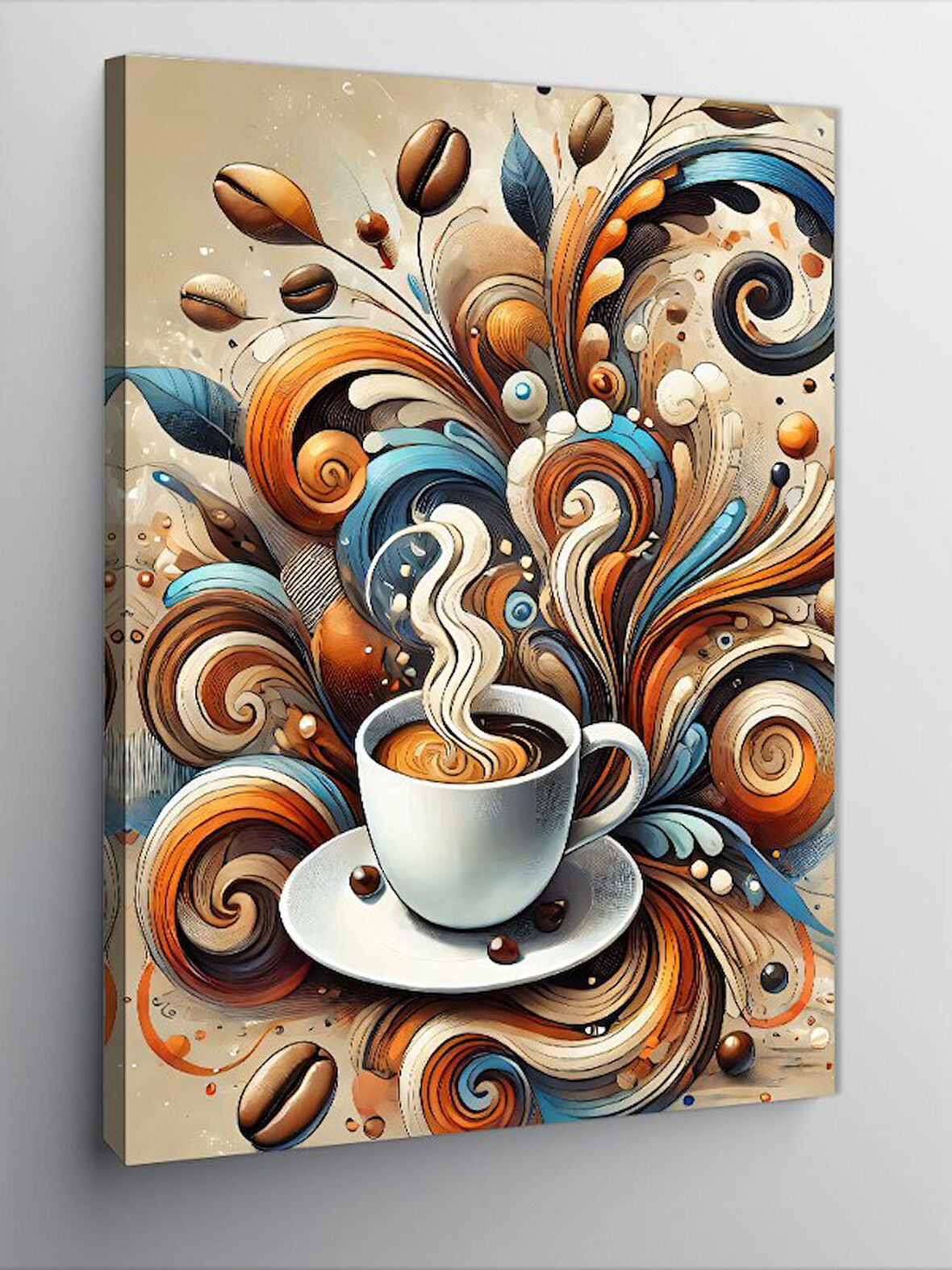Kanvas Tablo Kahve ve Sanatsal Dalgalar