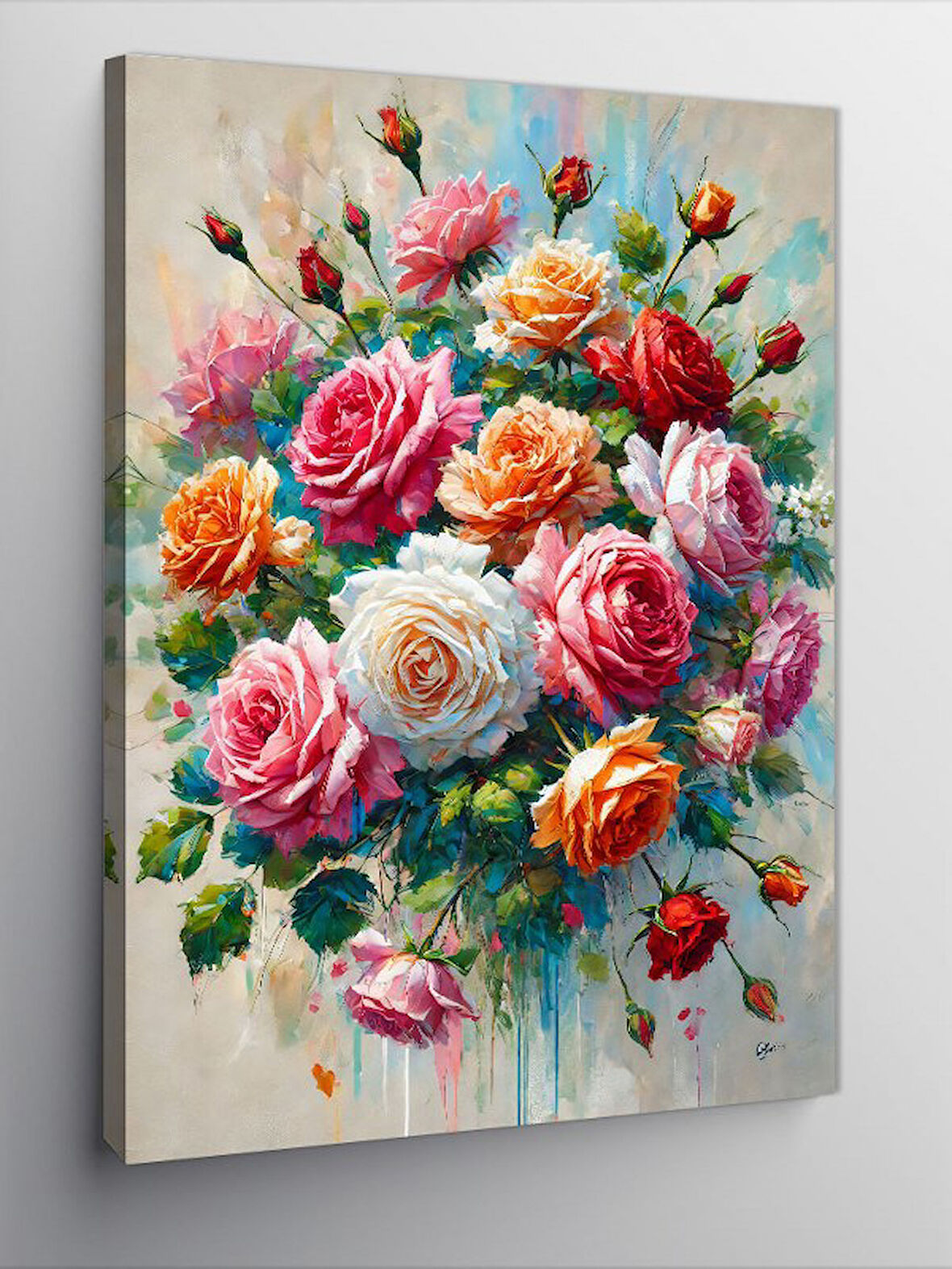 Kanvas Tablo Renkli Çiçek Buketi ve Bahar