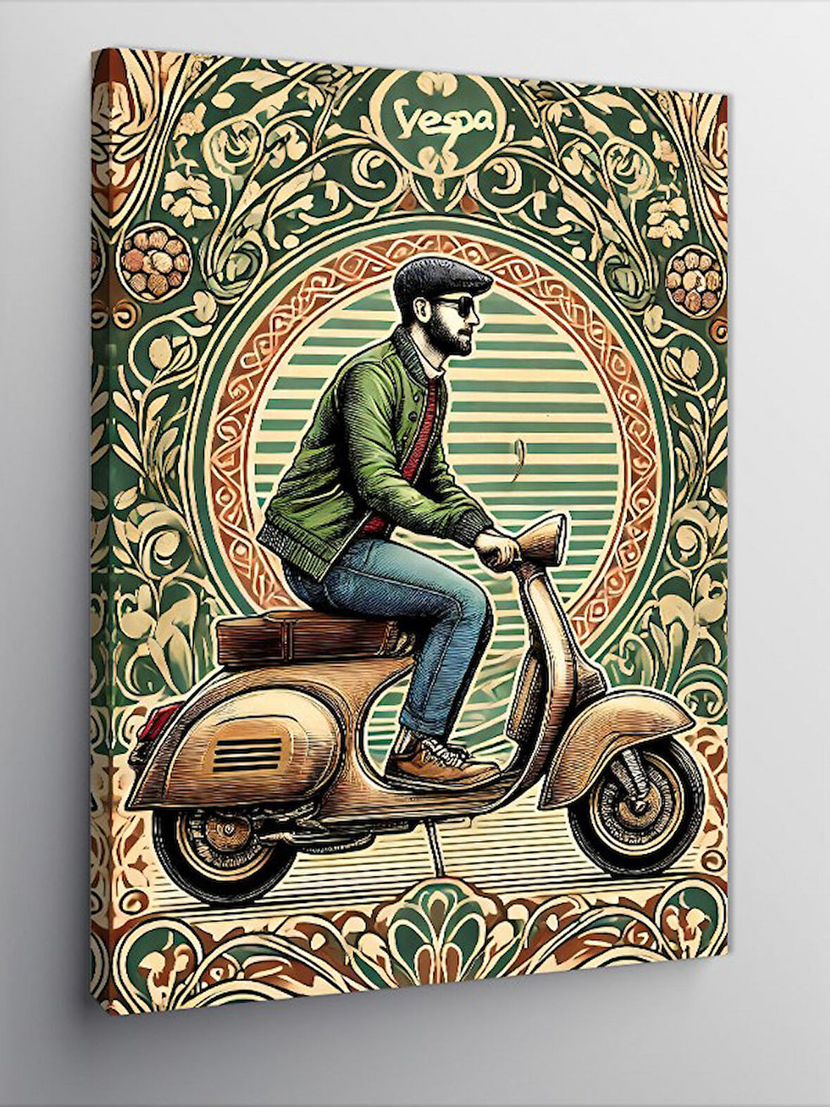 Kanvas Tablo Retro Vespa ve Stili Adam