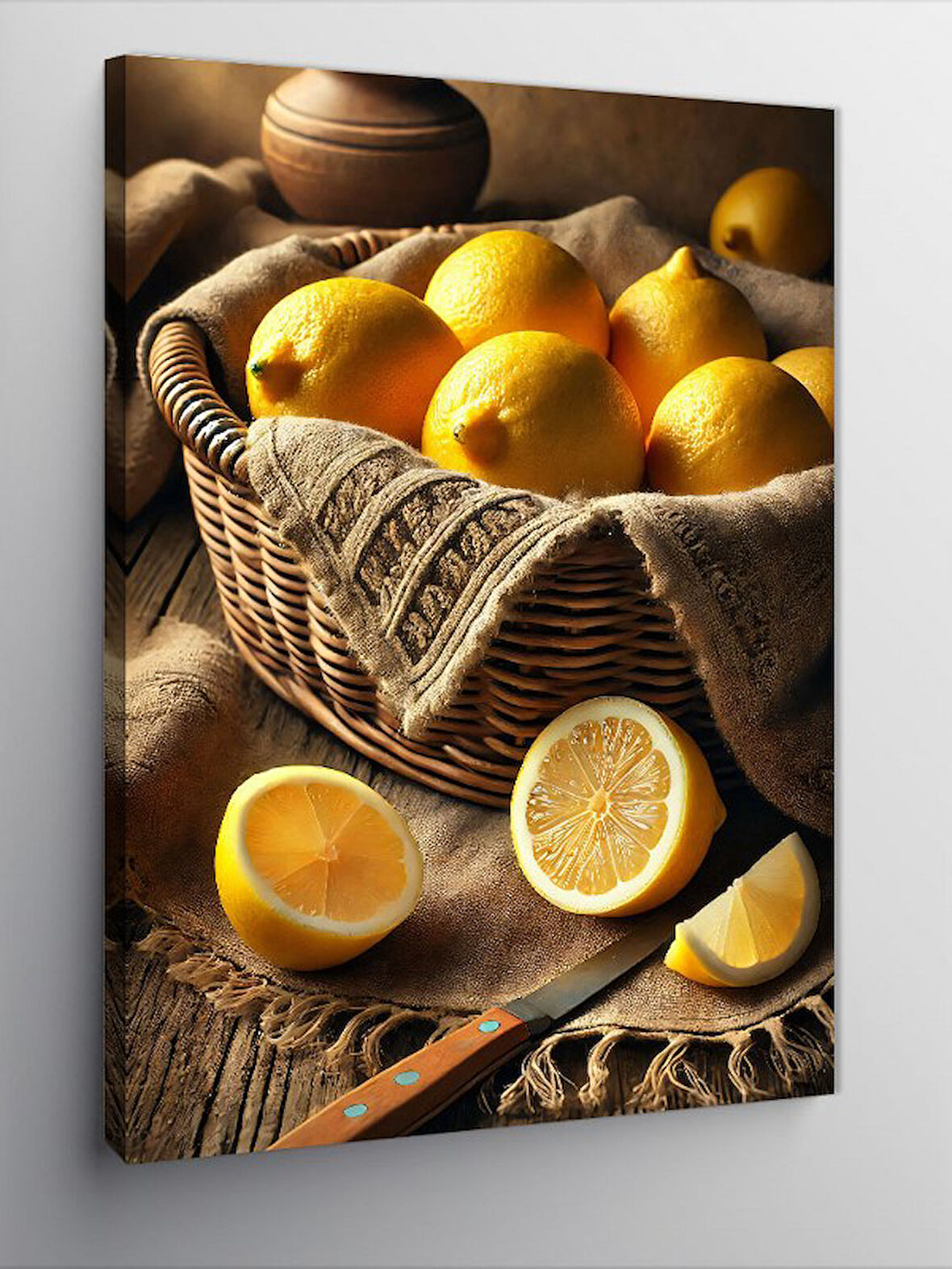 Kanvas Tablo Sarı Limon Sepeti ve Sadelik