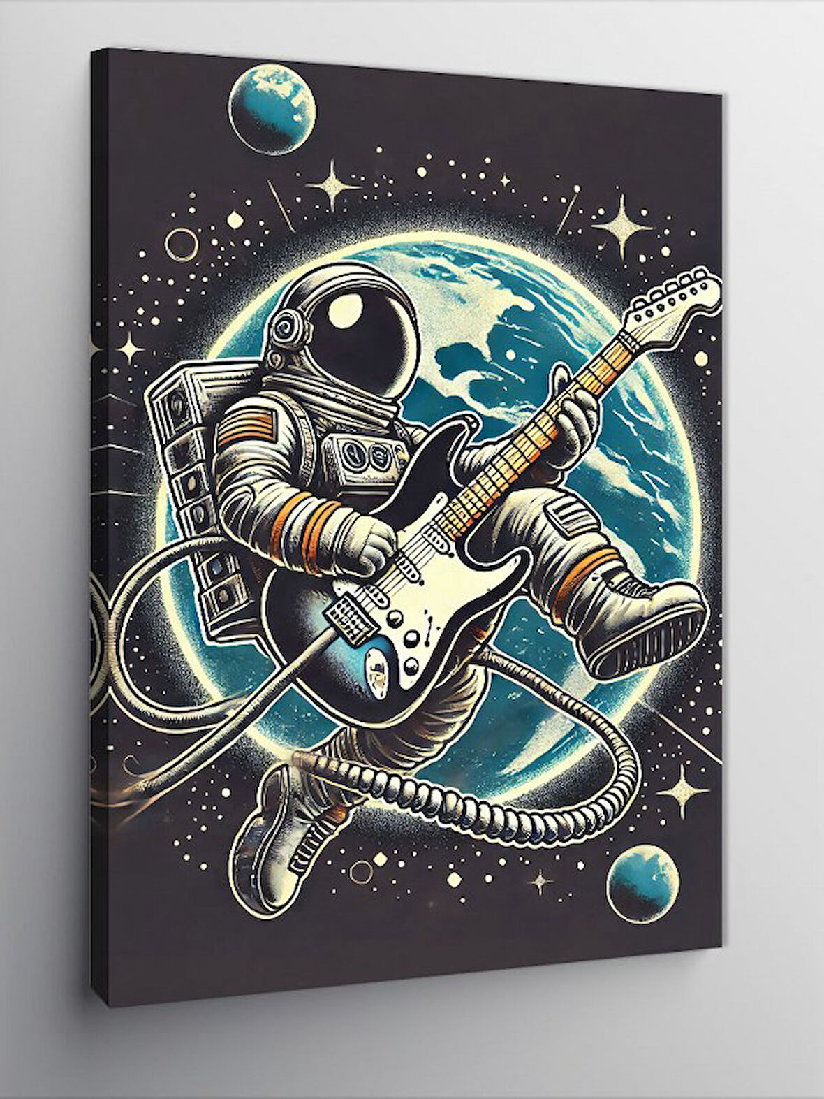 Kanvas Tablo Uzayda Gitar Çalan Astronot