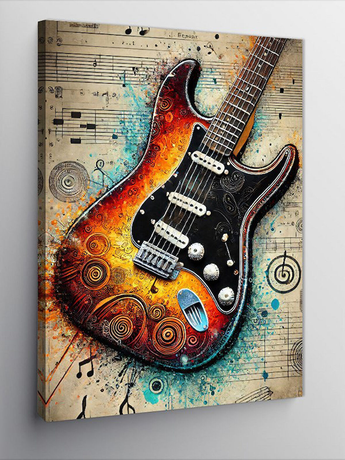 Kanvas Tablo Soyut Elektro Gitar ve Sanat