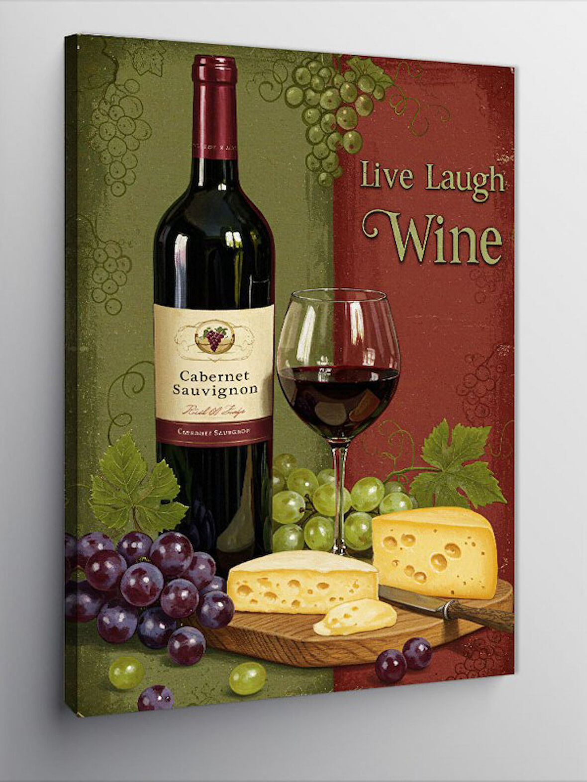 Kanvas Tablo Şarap Ve Peynir Sunumu