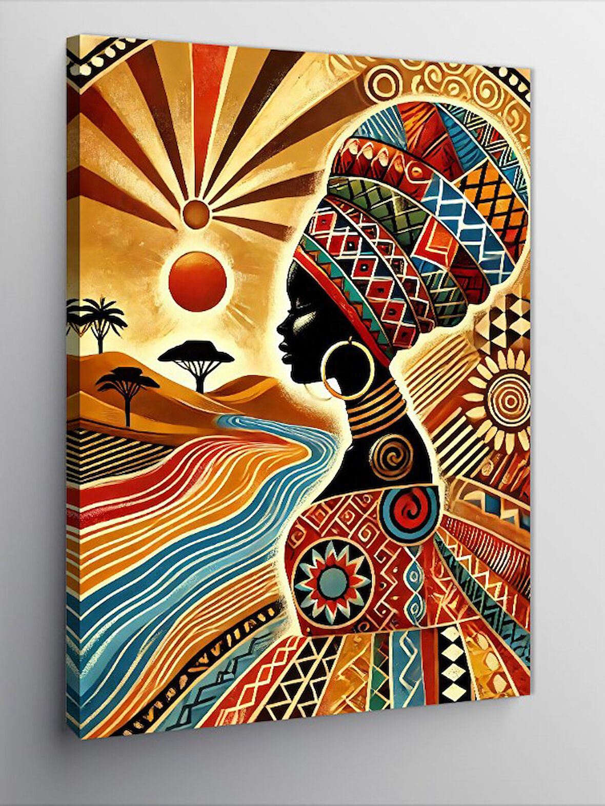 Kanvas Tablo Afrika Desenli Kadın Portresi