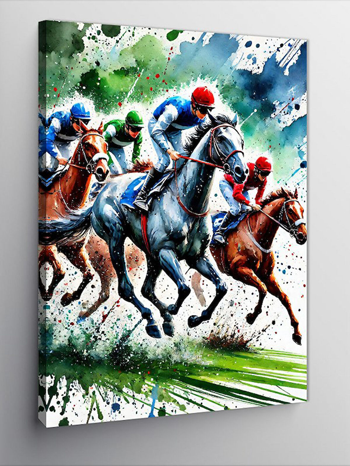 Kanvas Tablo Yarış Atları Ve Jokeyler