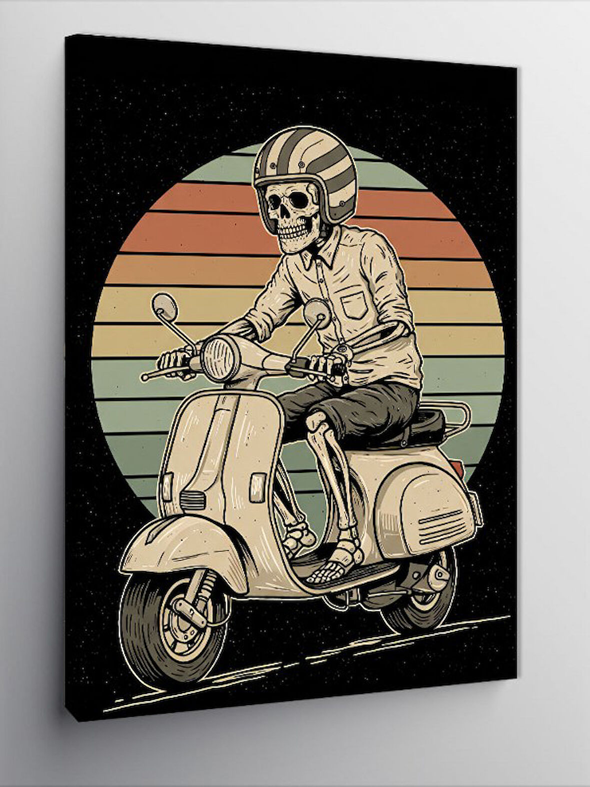 Kanvas Tablo Vintage Scooter Ve Çizgiler
