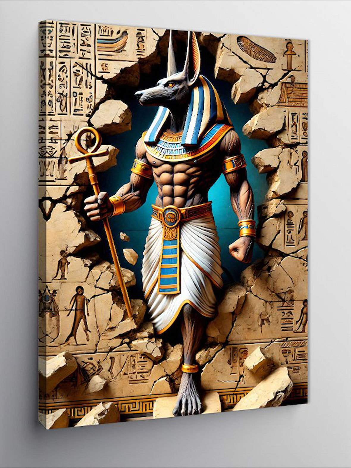 Kanvas Tablo Antik Mısır Tanrısı Anubis Kabartması