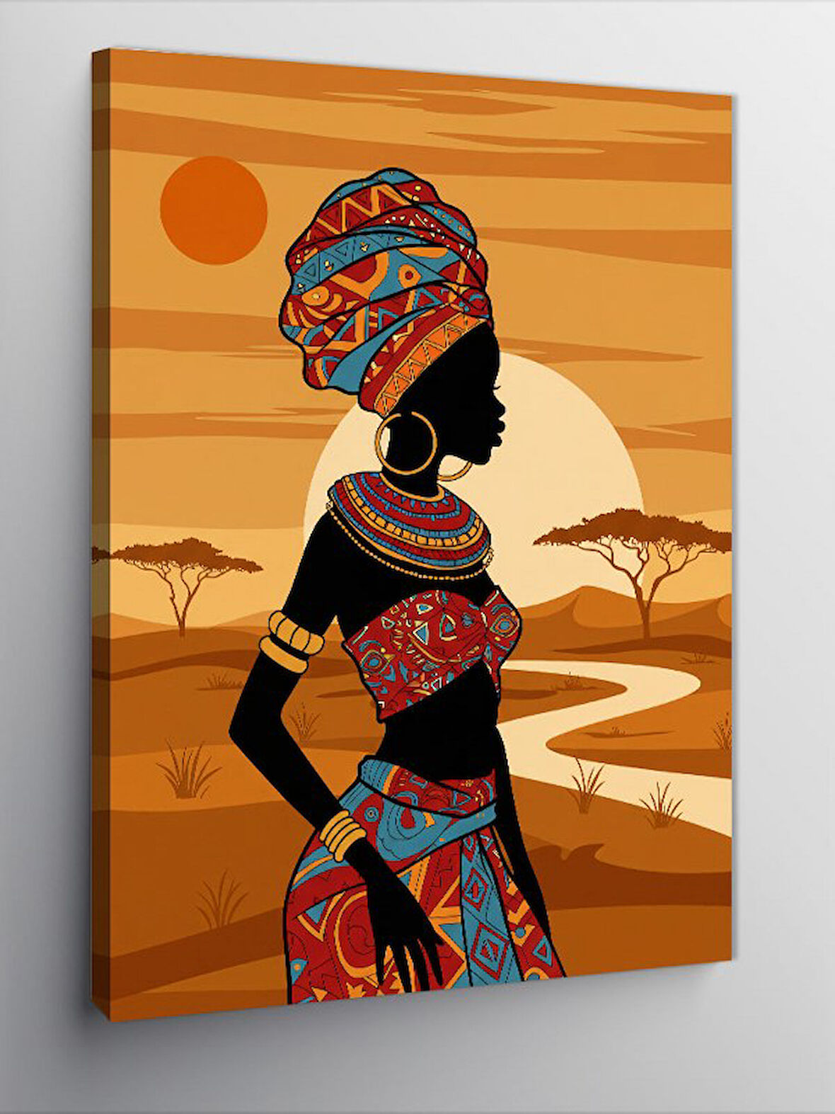 Kanvas Tablo Afrikalı Kadın Ve Çöl Manzarası