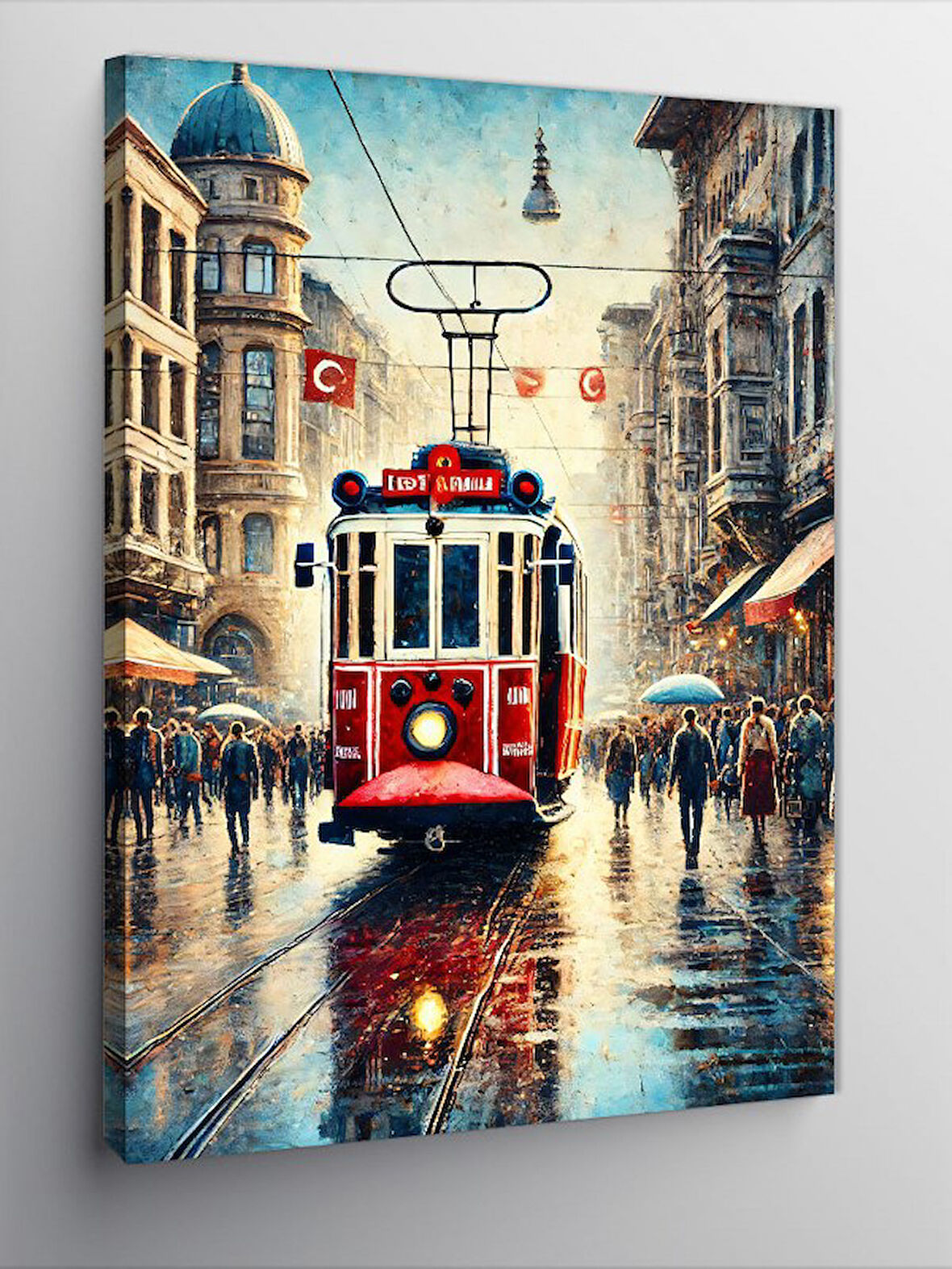 Kanvas Tablo Yağmurda İstanbul Tramvayı