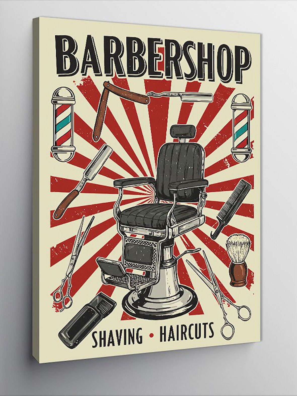 Kanvas Tablo Berber Dükkanı Retro Posteri