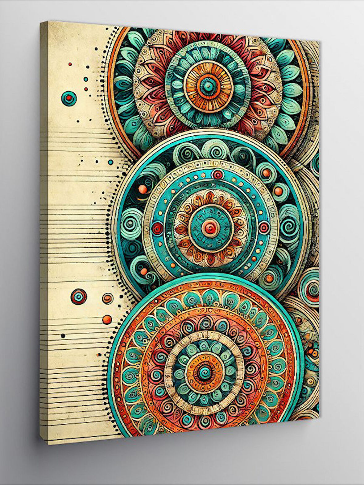 Kanvas Tablo Desenli Yuvarlak Soyut Sanat