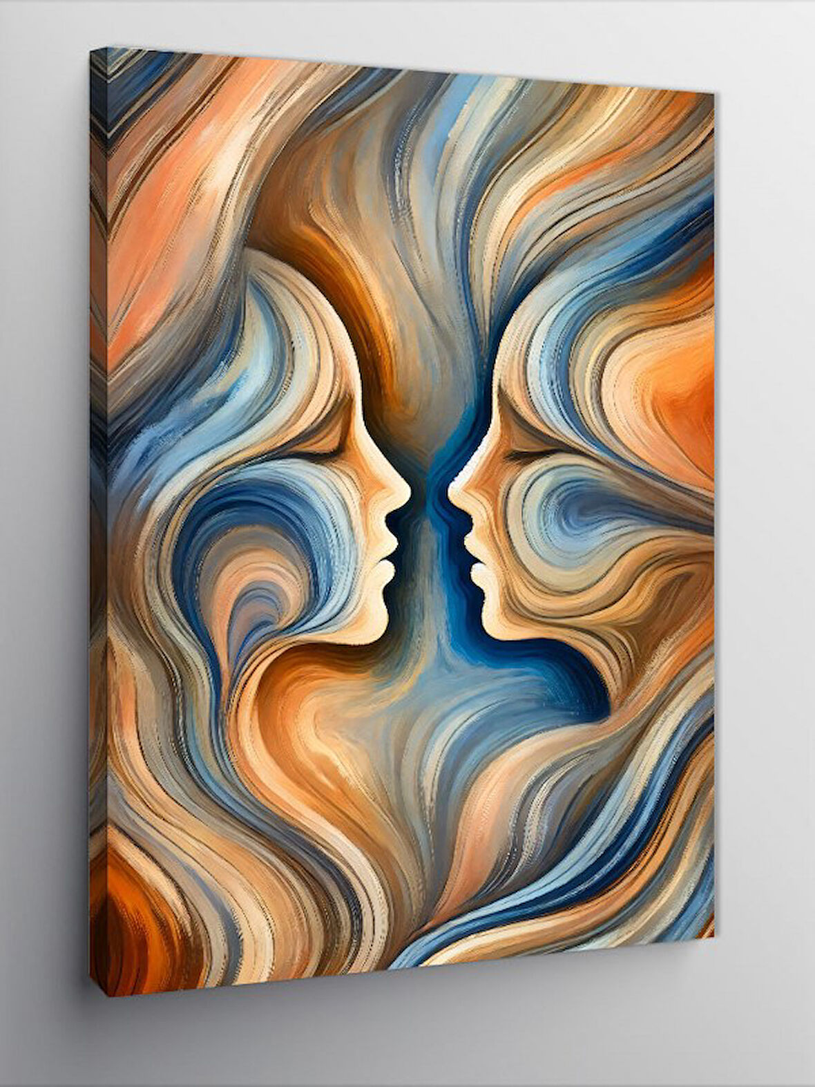 Kanvas Tablo Soyut Yüz Ve Renk Dalgaları