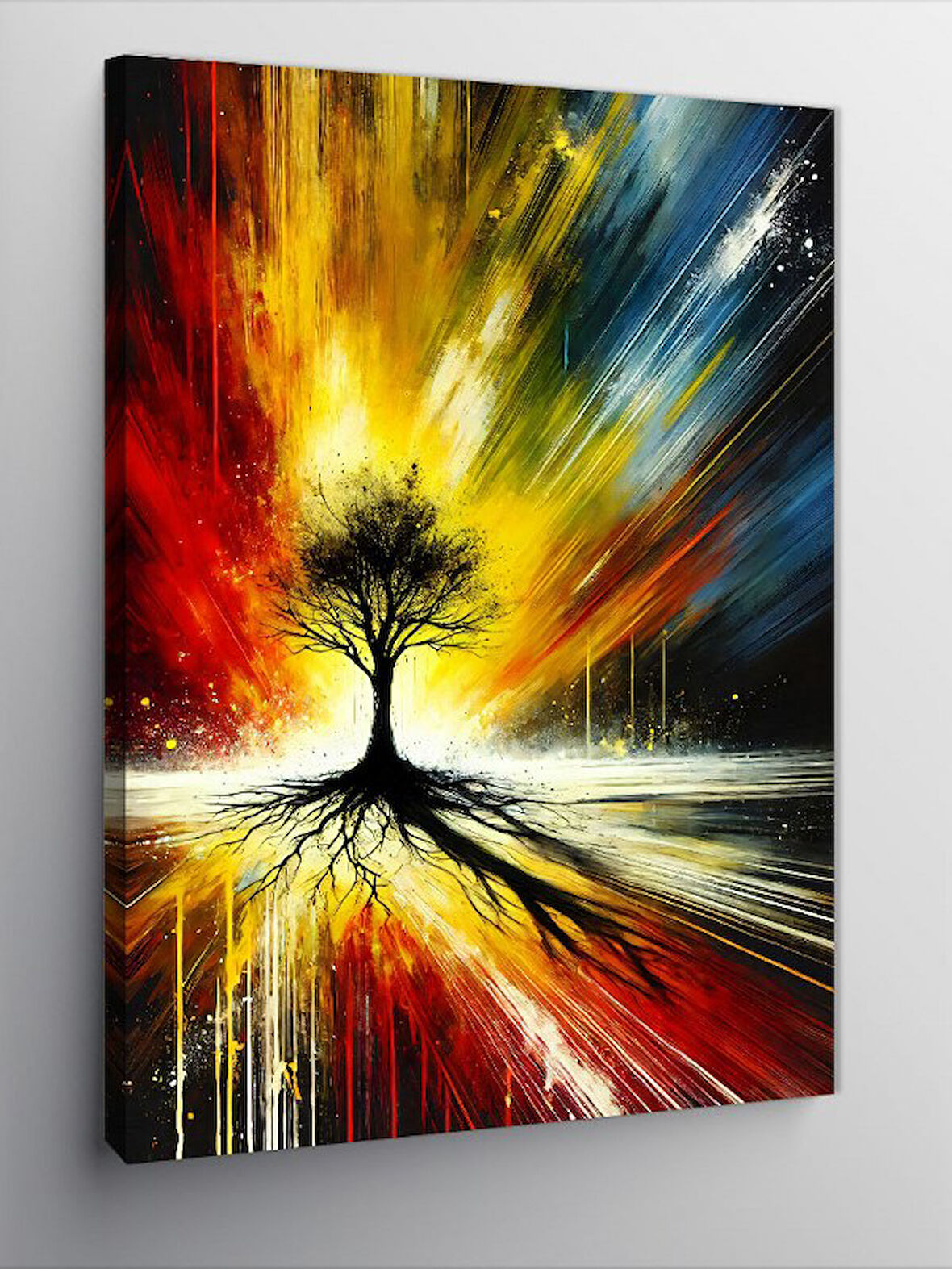 Kanvas Tablo Soyut Patlama Ve Ağaç