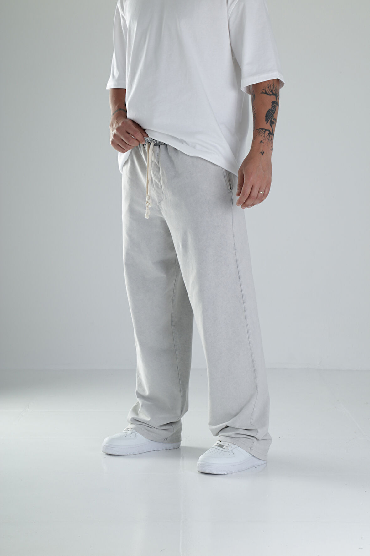 Boyalı Gri Oversize Eşofman