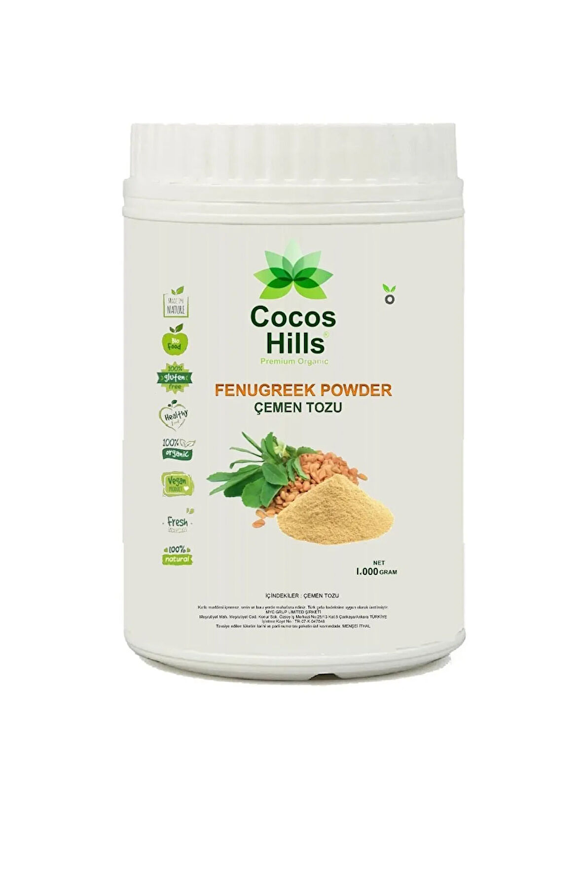 Cocos Hills Fenugreek Powder Çemen Tozu 1.000 Gram