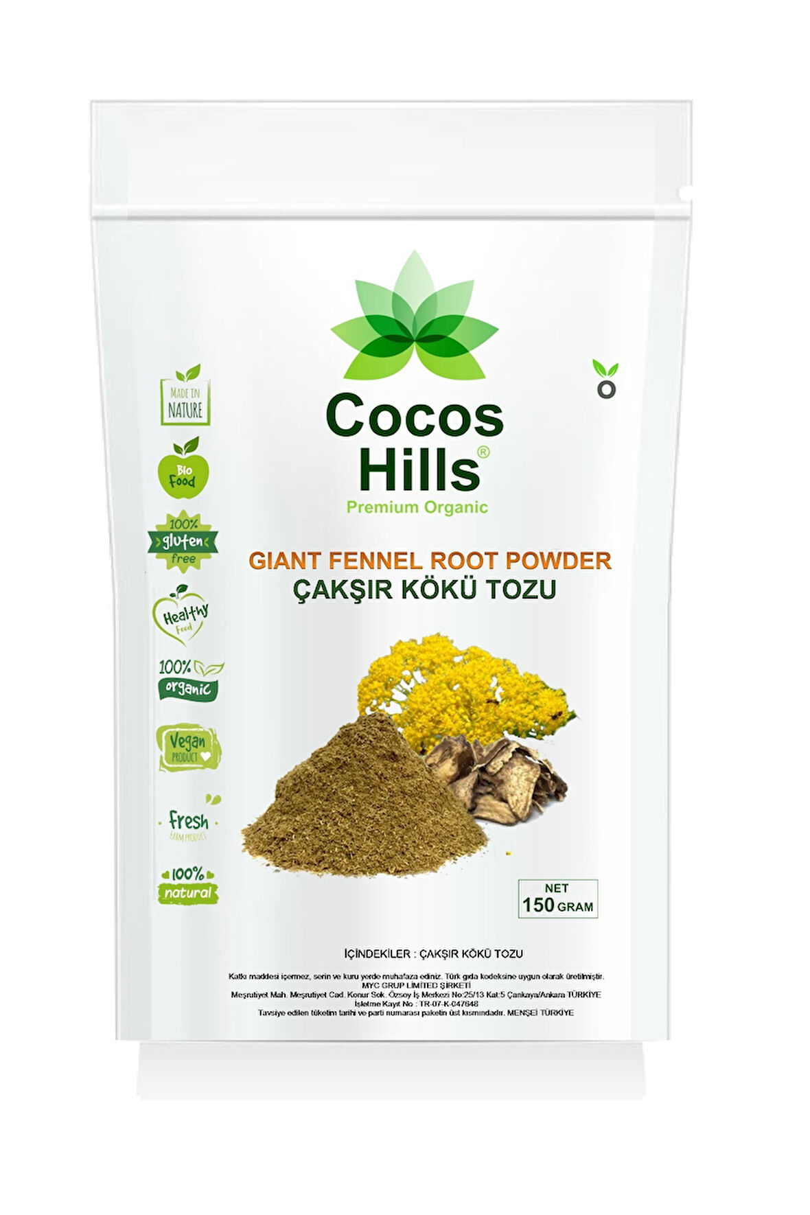 Cocos Hills Giant Fennel Root Powder Çakşır Kökü Tozu 150 gram