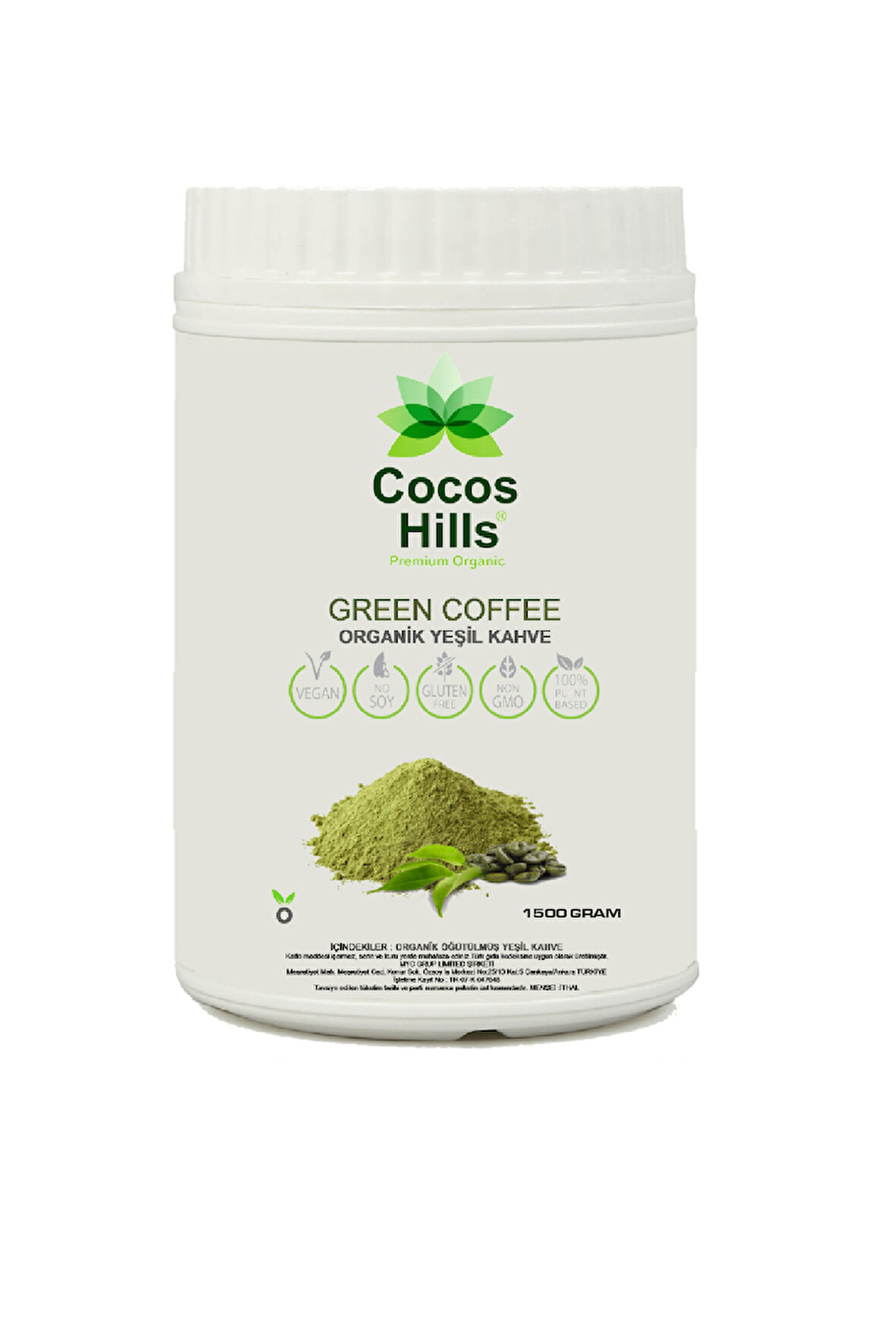 Cocos Hills Ground Green Coffee Öğütülmüş Yeşil Kahve 1500 gram