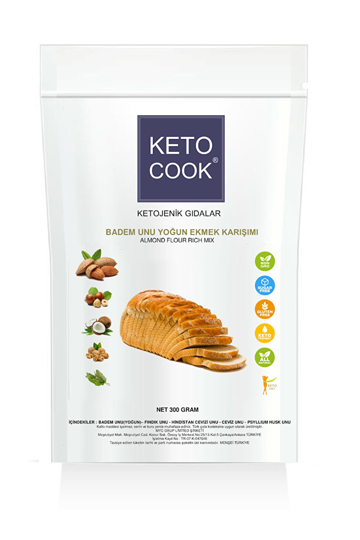 Cocos Hills Ketojenik Badem Unu Yoğun Ekmek Karışımı (ALMOND BASED KETOGENIC BREAD FLOUR) 300 gram