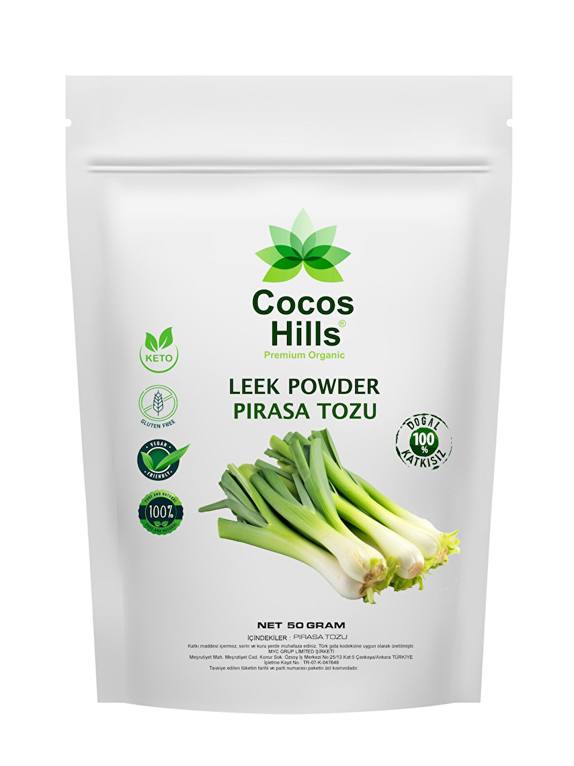 Cocos Hills Leek Powder Pure Pırasa Tozu Katkısız 50 gram