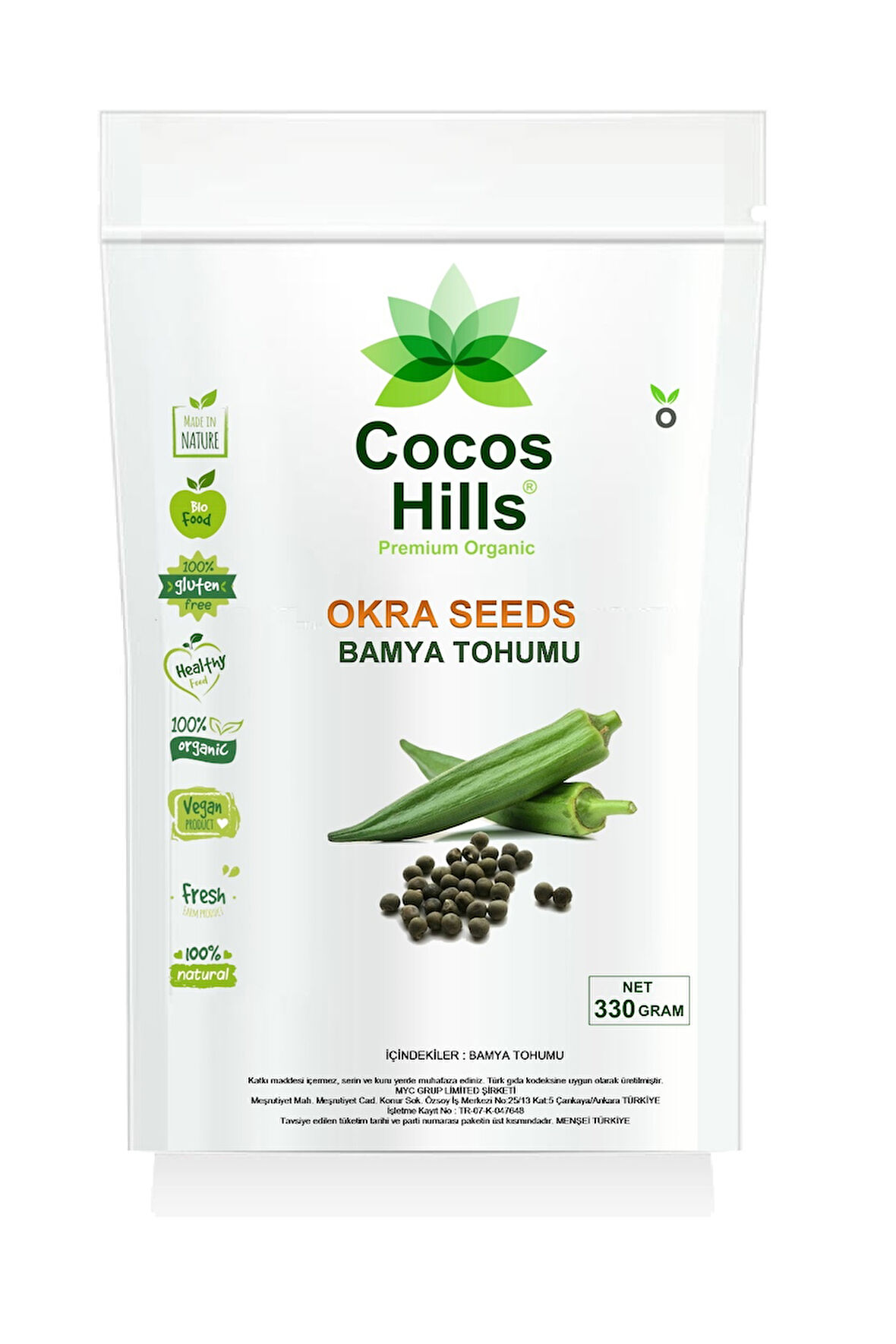 Cocos Hills Okra Seeds Bamya Tohumu 330 gram